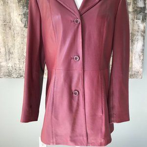 Valerie Stevens Lambskin Coat Burgundy